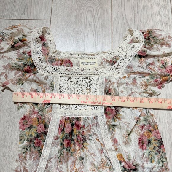 Denim & Supply Ralph Lauren Women's Blouse XS Floral Lace Romantic Cottagecore - Picture 7 of 8